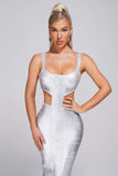 kamames Kit Metallic Midi Bandage Dress - Silver