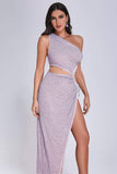 kamames Zaroe One Shoulder Cutout Midi Dress - Purple