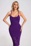 kamames Xiclaly Cutout Halter Midi Dress - Purple