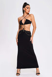 kamames Etta Cutout Halter Maxi Dress