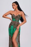 kamames Fenby Leopard Strapless Maxi Dress