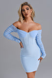 Kamames Birdget Off Shoulder Mesh Mini Cocktail Dress