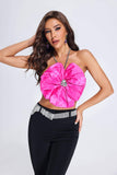 kamames Felisia Halterneck Satin Flower Top