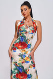 kamames Qerly Halter Floral Maxi Dress