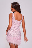 kamames Lousia Sequin Feather Mini Dress