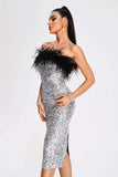 Kamames Kayley Feather Sequin Midi Dress