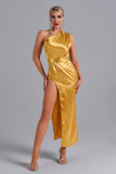 kamames Jojo One Shoulder Satin Maxi Dress