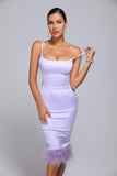 kamames Bellina Feather Satin Midi Dress