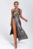 kamames Alicia One Shoulder Metallic Maxi Dress