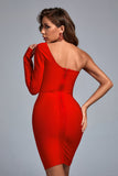 Kamames Mahalia One Shoulder Lace Cocktail Dress - Red