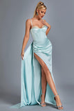 kamames Vacab Diamante Satin Slit Maxi Dress - Mint