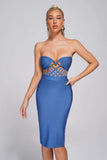 kamames Juditha Strapless Midi Bandage Dress - Blue