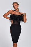 kamames Aanisah Feather Midi Bandage Dress