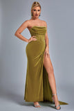 kamames Lamva Corset Velvet Slit Maxi Dress - Yellow