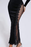 kamames Fallen Dark Angel Velvet Mesh Maxi Dress