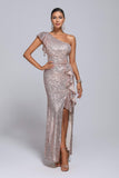 kamames Beach One Shoulder Sequin Maxi Dress