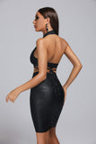 kamames Black Metallic Mini Bandage Dress