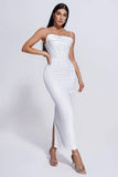 kamames Dalila Satin Corset Midi Dress - White