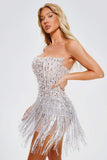 kamames Sorel Pearl Sequin Tassel Mini Dress