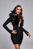 kamames Fantine Feather Mini Bandage Dress