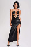 kamames Lyall Sequin Slit Maxi Dress