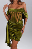 Kamames Elasa Velvet Corset Mini Dress - Green