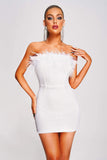 kamames Tafari Strapless Feather Mini Dress