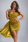 kamames Elasa Velvet Corset Mini Dress - Yellow