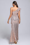 kamames Beach One Shoulder Sequin Maxi Dress