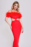 kamames Nivia Feather Midi Bandage Dress