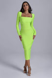 kamames Tumajina Square Neck Midi Bandage Dress