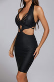 kamames Black Metallic Mini Bandage Dress