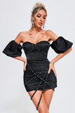 kamames Makayah Off Shoulder Ruched Mini Dress