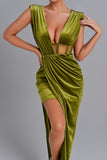 kamames Saffron Velvet Maxi Dress - Green