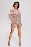 kamames Rei Tassel Mesh Mini Dress - Pink