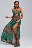 kamames Vix Halter Leopard Maxi Dress