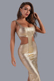 kamames Kit Metallic Midi Bandage Dress - Gold