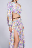 kamames Camila One Shoulder Floral Slit Maxi Dress - Purple