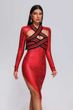 kamames Wilisa Cutout Metallic Midi Bandage Dress