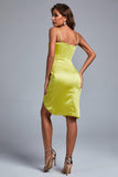 kamames Rulia Lemon Satin Corset Dress with Crystals