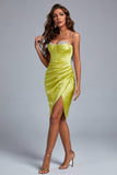 kamames Rulia Lemon Satin Corset Dress with Crystals