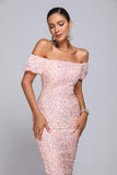 kamames Beatrice Off Shoulder Sequin Midi Dress