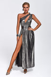 kamames Alicia One Shoulder Metallic Maxi Dress