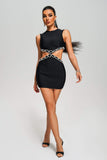 kamames Sorrel Diamante Cutout Mini Bandage Dress