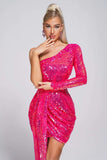 kamames Chala One Shoulder Sequin Mini Dress