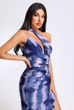 kamames Gara One shoulder Slit Printed Dress