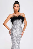 Kamames Kayley Feather Sequin Midi Dress