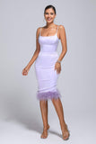 kamames Bellina Feather Satin Midi Dress