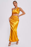 kamames Euen One Shoulder Satin Maxi Dress