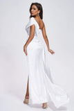 kamames Colia Diamomate Mesh Corset Satin Maxi Dress - White